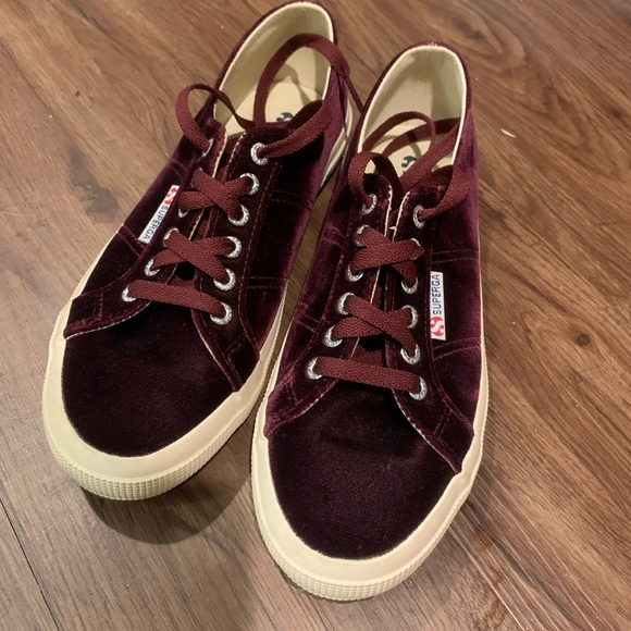 Superga Bordeaux (burgundy) velvet shoes - Picture 2 of 5